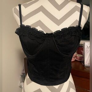 Haute Monde Black Lace Trim Crop Top